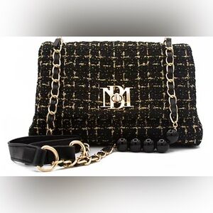 BADGLEY MISCHKA Textured Messenger Bag-Black (NWT)